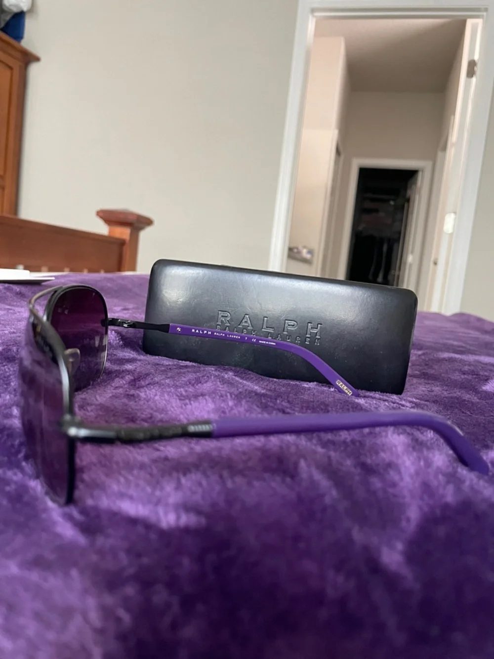 Ralph Lauren Aviator Sunglasses with Purple Gradient Lenses